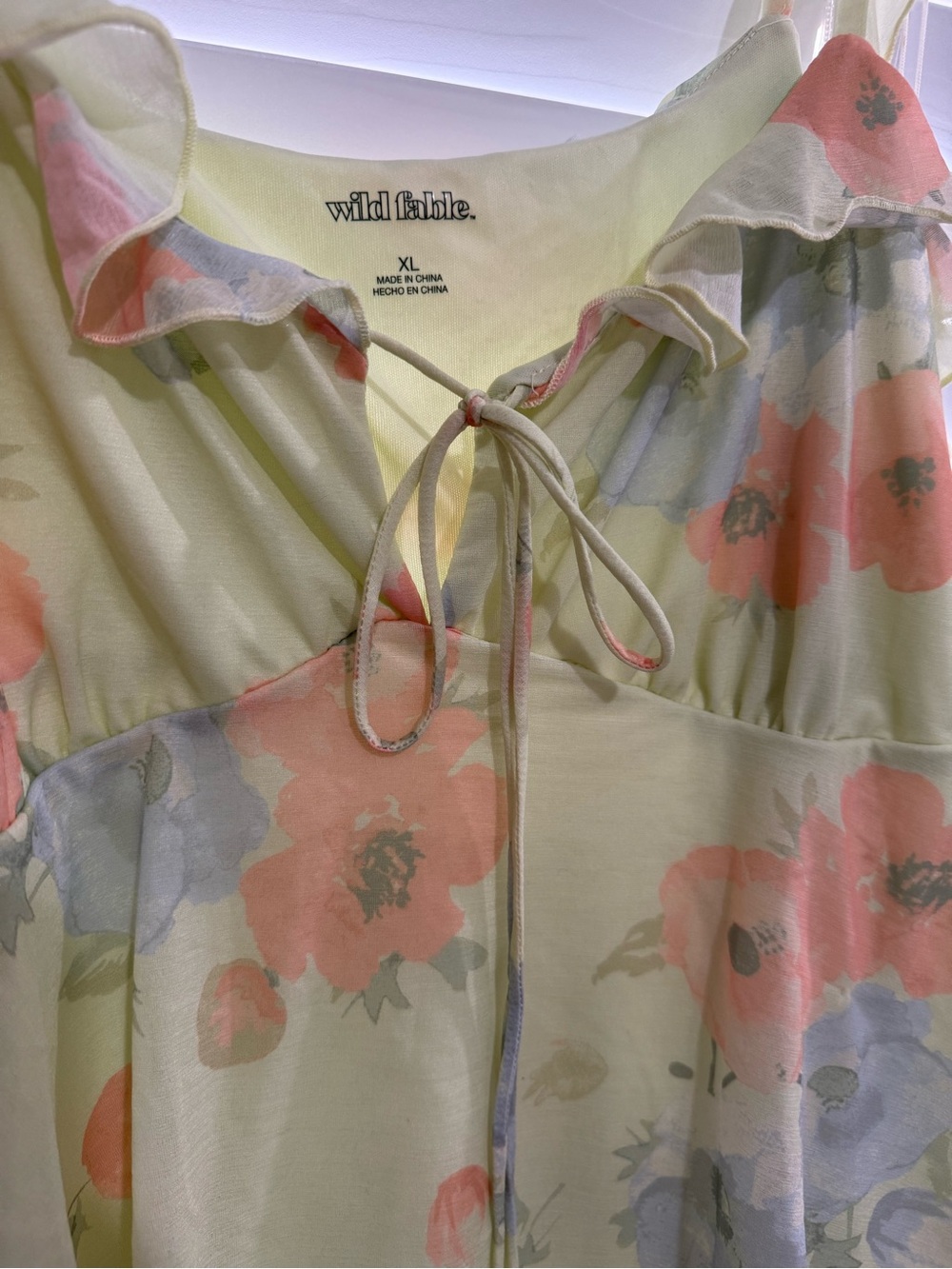 wild fable pastel green floral ruffle-tiered mini dress - Picture 2 of 4